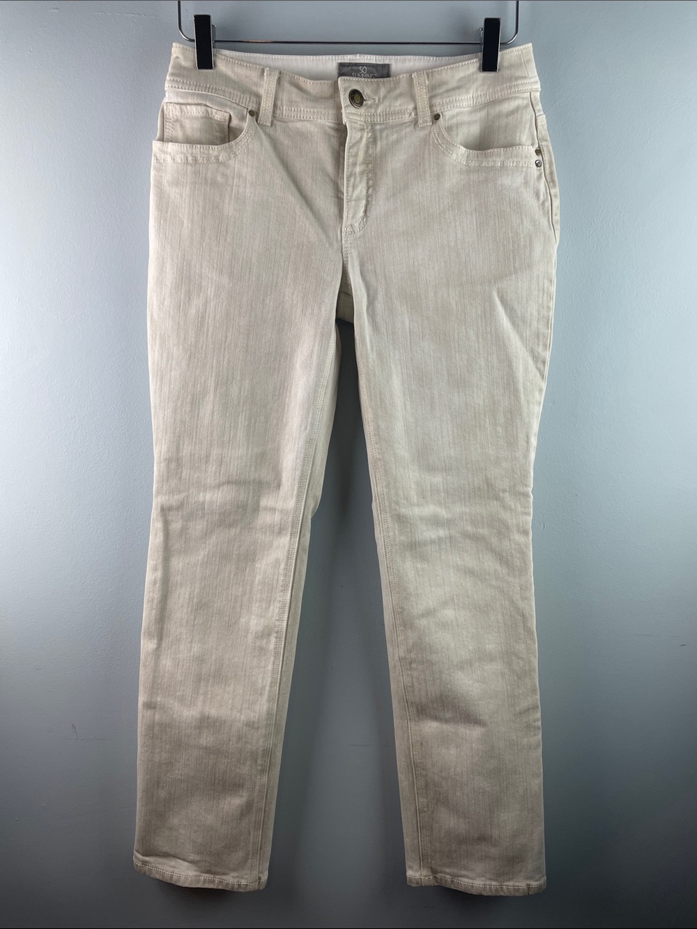 Chico's So Slimming Cream Straight-Leg Jeans Size 00 (2) Short